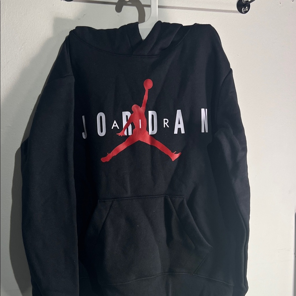 Jordan Men's Black Sweater with Red Logo